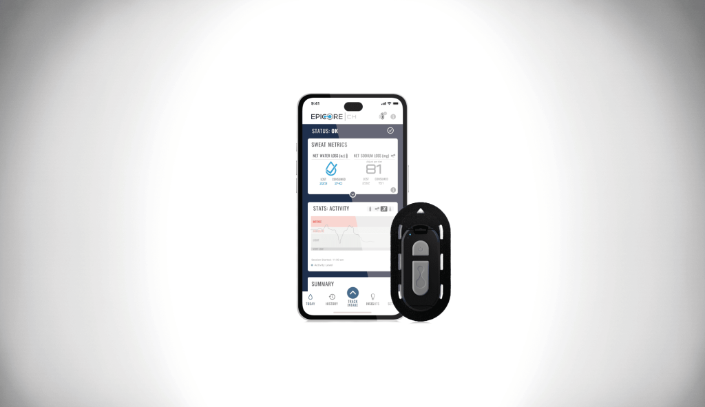 Epicore CH app with wearable sensor device